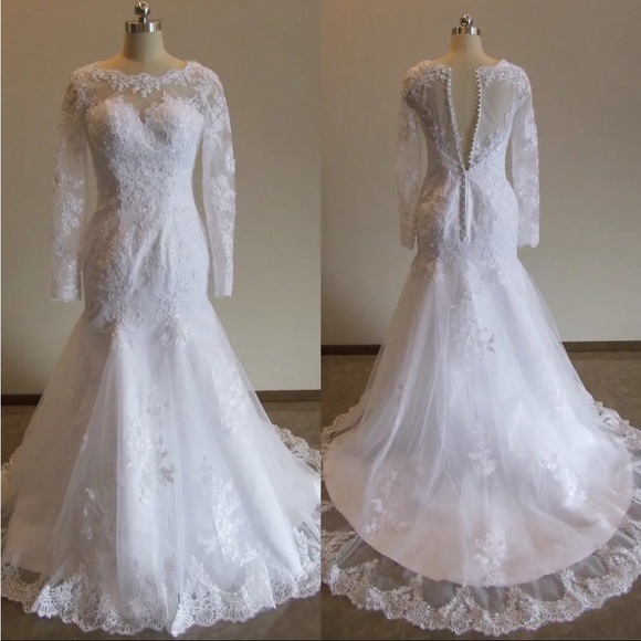 🎉PREORDER Lace Mermaid Wedding Bridal Tulle Dress - Sizes 2 thru 24 available - Picture 2 of 16